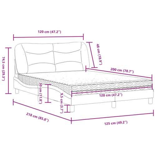 Krevet s madracem crni 120 x 200 cm od umjetne kože - Crna 120 x 200 cm Cijena