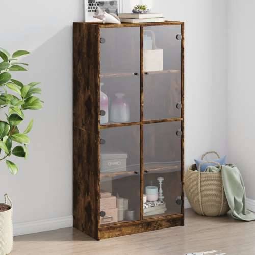 Visoka komoda s vratima 68x37x142 cm konstruirano drvo - Dimljeni hrast 1 68 cm Cijena