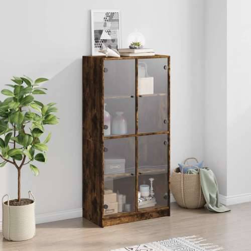 Visoka komoda s vratima 68x37x142 cm konstruirano drvo - Dimljeni hrast 1 68 cm Cijena