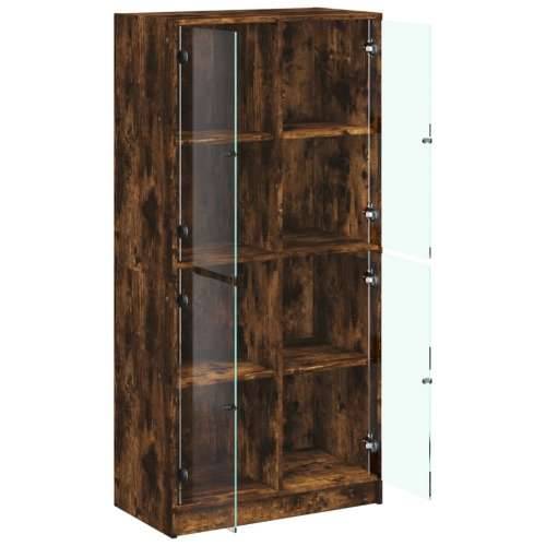 Visoka komoda s vratima 68x37x142 cm konstruirano drvo - Dimljeni hrast 1 68 cm Cijena