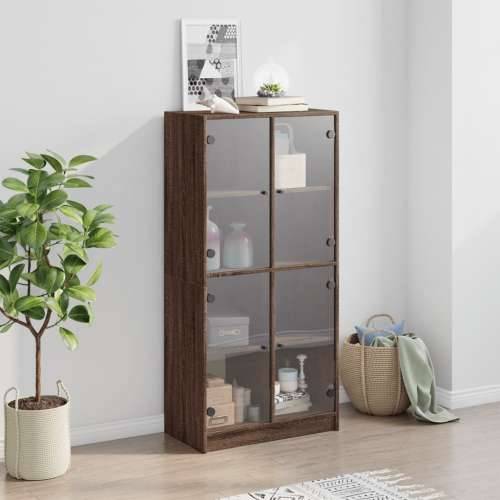 Visoka komoda s vratima 68x37x142 cm konstruirano drvo - Smeđi hrast 1 68 cm Cijena