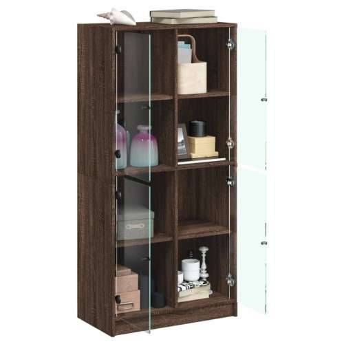 Visoka komoda s vratima 68x37x142 cm konstruirano drvo - Smeđi hrast 1 68 cm Cijena