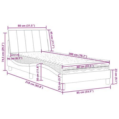 Krevet s madracem crni 80 x 200 cm baršunasti - Crna 80 x 200 cm Cijena
