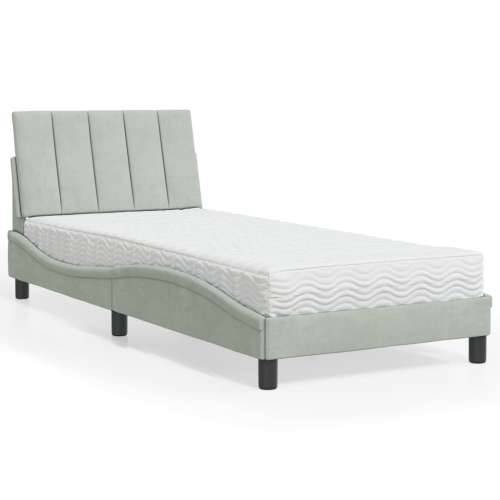 Krevet s madracem svjetlosivi 80 x 200 cm baršunasti - Svjetlosiva 80 x 200 cm Cijena
