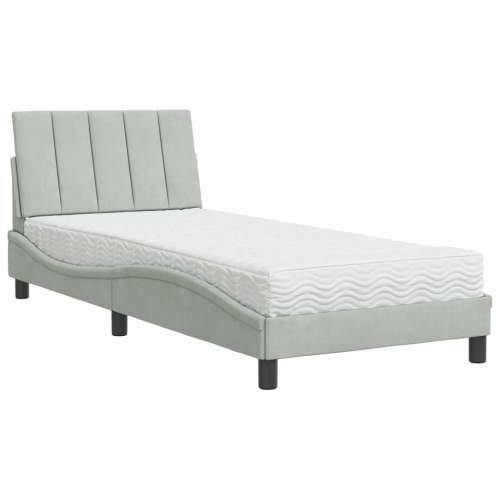 Krevet s madracem svjetlosivi 80 x 200 cm baršunasti - Svjetlosiva 80 x 200 cm Cijena