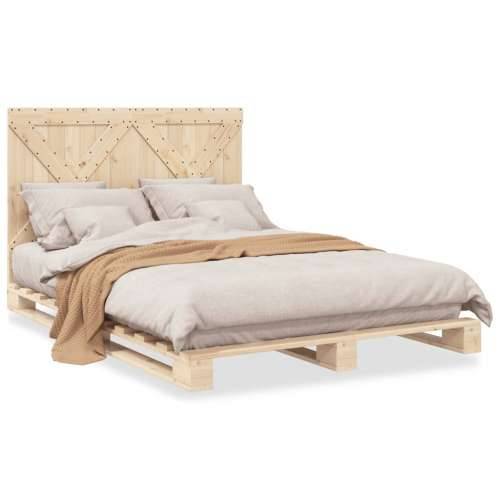 Okvir za krevet s uzglavljem 160 x 200 cm od masivne borovine - Prirodna 160 x 200 cm Ne with cross headboard Cijena