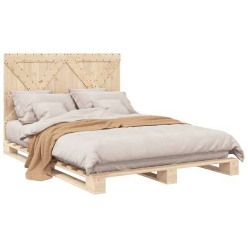 Okvir za krevet s uzglavljem 160 x 200 cm od masivne borovine - Prirodna 160 x 200 cm Ne with cross headboard Cijena