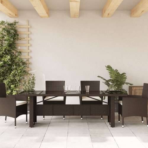 Vrtni stol sa staklenom pločom smeđi 240x90x75 cm od poliratana - Smeđa 240 x 90 x 75 cm 1 Stakl Cijena