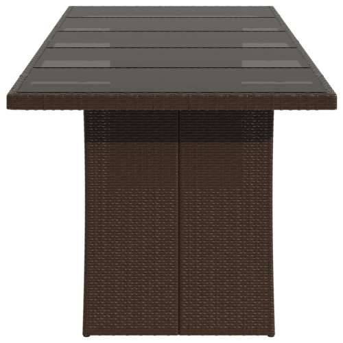 Vrtni stol sa staklenom pločom smeđi 240x90x75 cm od poliratana - Smeđa 240 x 90 x 75 cm 1 Stakl Cijena