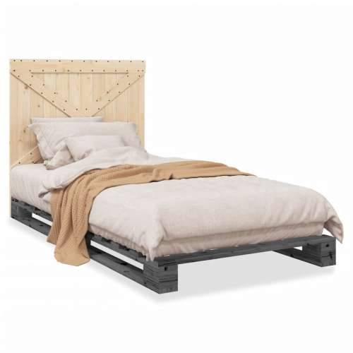Okvir za krevet s uzglavljem sivi 100x200 cm masivna borovina - Siva 100 x 200 cm Ne with cross headboard Cijena