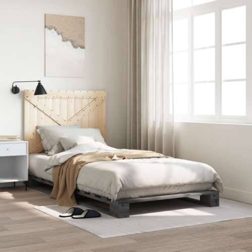 Okvir za krevet s uzglavljem sivi 100x200 cm masivna borovina - Siva 100 x 200 cm Ne with cross headboard Cijena