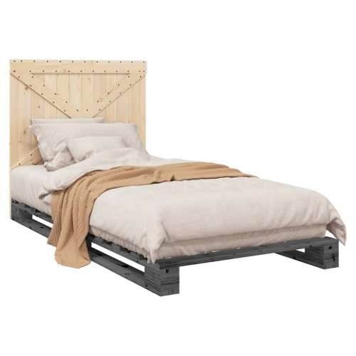 Okvir za krevet s uzglavljem sivi 100x200 cm masivna borovina - Siva 100 x 200 cm Ne with cross headboard Cijena