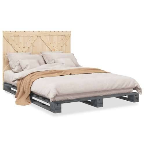 Okvir za krevet s uzglavljem sivi 160x200cm od masivne borovine - Siva 160 x 200 cm Ne with cross headboard Cijena