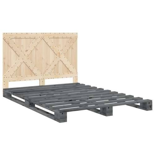 Okvir za krevet s uzglavljem sivi 160x200cm od masivne borovine - Siva 160 x 200 cm Ne with cross headboard Cijena