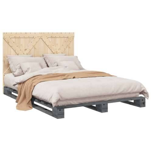 Okvir za krevet s uzglavljem sivi 160x200cm od masivne borovine - Siva 160 x 200 cm Ne with cross headboard Cijena