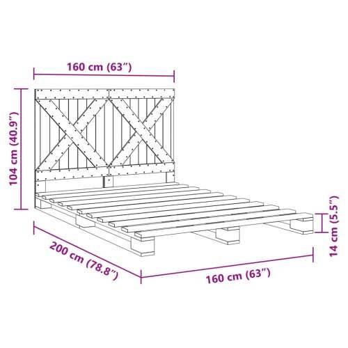 Okvir za krevet s uzglavljem sivi 160x200cm od masivne borovine - Siva 160 x 200 cm Ne with cross headboard Cijena