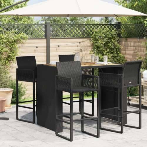 Vrtni barski stol s drvenom pločom crni 145x80x110 cm poliratan - Crna 145 x 80 x 110 cm 1 Cijena