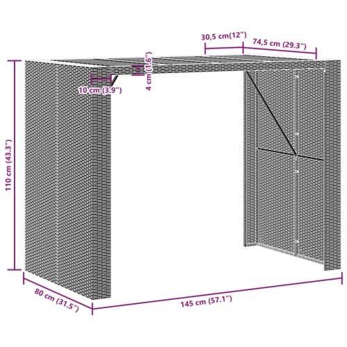 Vrtni barski stol s drvenom pločom crni 145x80x110 cm poliratan - Crna 145 x 80 x 110 cm 1 Cijena