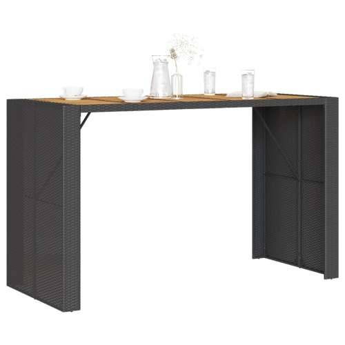 Vrtni barski stol s drvenom pločom crni 185x80x110 cm poliratan - Crna 185 x 80 x 110 cm 1 Cijena