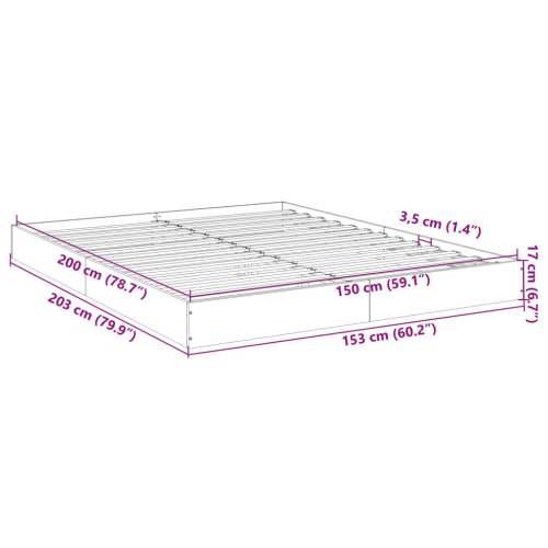 Okvir za krevet crni 150x200 cm konstruirano drvo - Crna 150 x 200 cm 17 cm Cijena