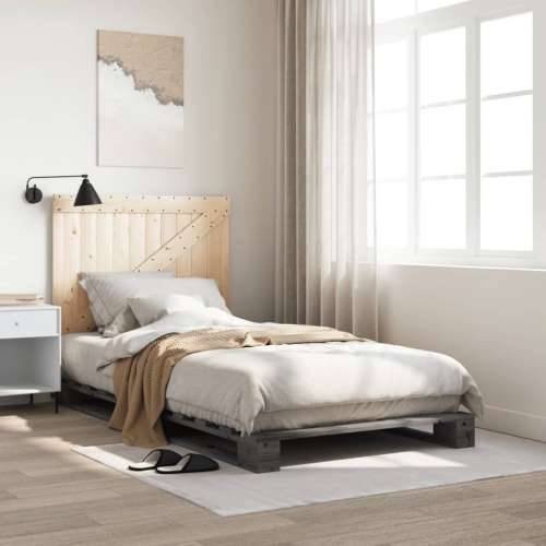 Okvir za krevet s uzglavljem sivi 100x200 cm masivna borovina - Siva 100 x 200 cm Ne with triangle headboard Cijena