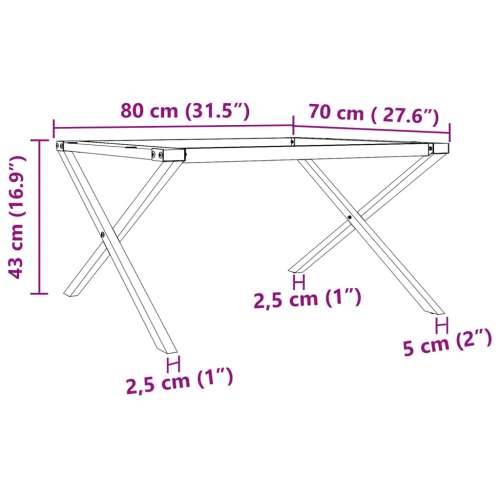 Noge za stolić za kavu s X-oblikom 80x70x43 cm čelik Cijena