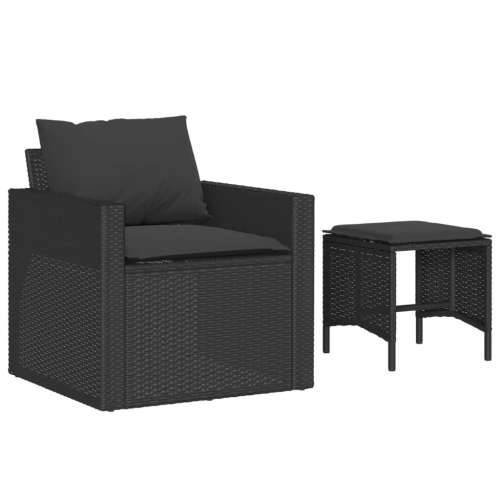 Vrtna garnitura - 4-dijelni set vrtnih sofa od poliratana s jastucima crni - Crno-bijelo 1 Cijena