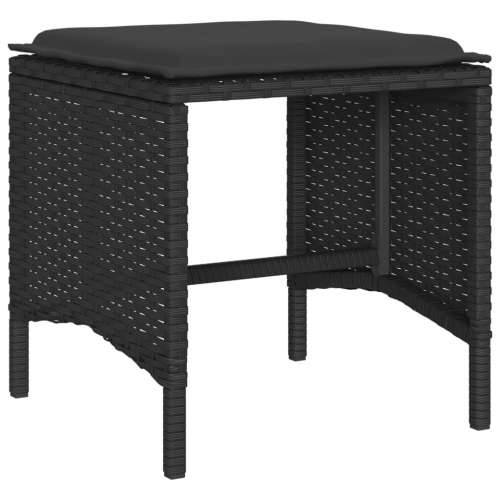 Vrtna garnitura - 4-dijelni set vrtnih sofa od poliratana s jastucima crni - Crno-bijelo 1 Cijena