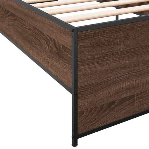 Okvir za krevet smeđi hrast 90x200 cm konstruirano drvo i metal - Smeđi hrast 90 x 200 cm Cijena