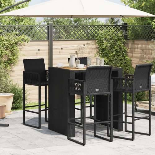 Vrtni barski stol s drvenom pločom crni 105x80x110 cm poliratan - Crna 105 x 80 x 110 cm 1 Cijena