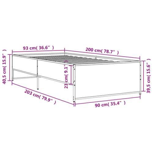 Okvir kreveta crni 90 x 200 cm konstruirano drvo i metal - Crna 90 x 200 cm Cijena