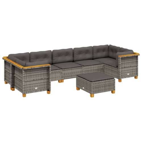 Vrtna garnitura - 8-dijelni set vrtnih sofa od poliratana s jastucima sivi - Siva Puno tkanje 1 Cijena