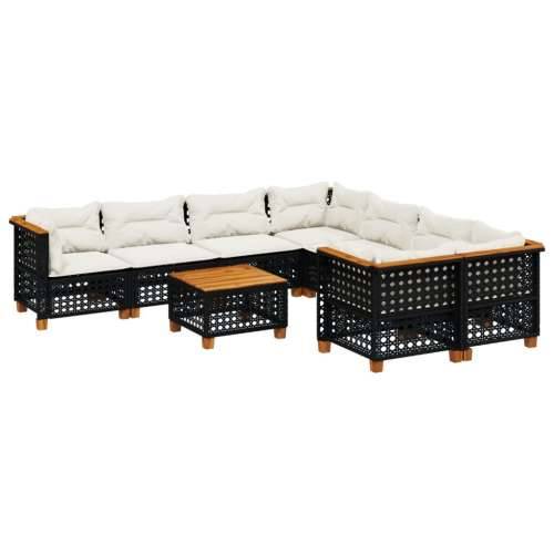 Vrtna garnitura - 9-dijelni set vrtnih sofa s jastucima crni od poliratana - Crna Linijsko tkanje 1 Cijena