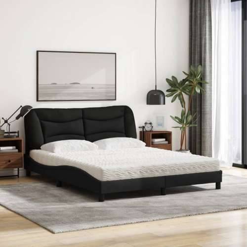 Krevet s madracem crni 160x200 cm od tkanine - Crna 160 x 200 cm Cijena