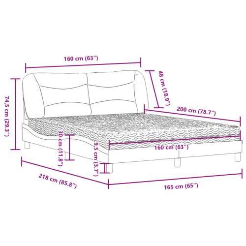 Krevet s madracem crni 160x200 cm od tkanine - Crna 160 x 200 cm Cijena