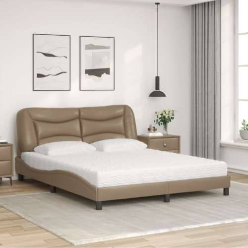 Krevet s madracem cappuccino 160x200 cm od umjetne kože - Boja cappuccina 160 x 200 cm Cijena