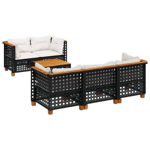Vrtna garnitura - 6-dijelni set vrtnih sofa s jastucima crni od poliratana - Crna Linijsko tkanje 1 Cijena