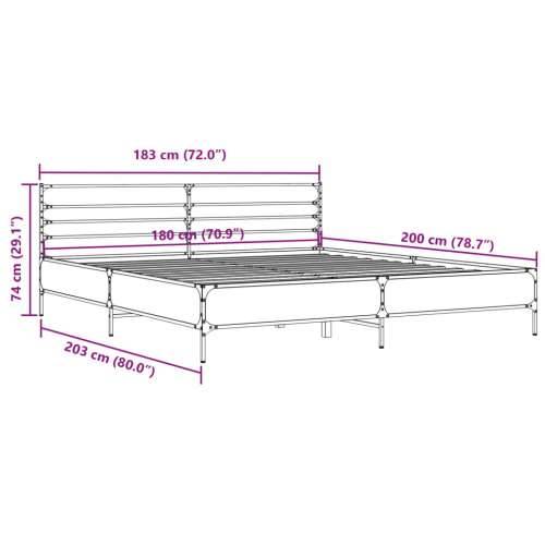 Okvir za krevet boja hrasta 180x200cm konstruirano drvo i metal - sonoma hrast 180 x 200 cm Cijena