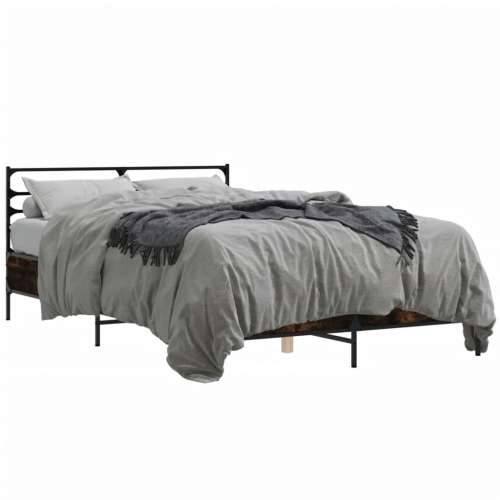 Okvir kreveta boja hrasta 140x190 cm konstruirano drvo i metal - Dimljeni hrast 140 x 190 cm Cijena