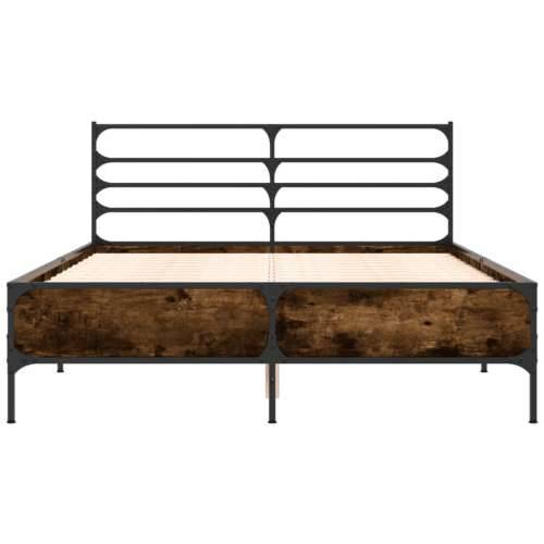 Okvir kreveta boja hrasta 140x190 cm konstruirano drvo i metal - Dimljeni hrast 140 x 190 cm Cijena