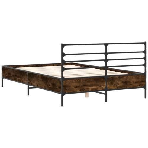 Okvir kreveta boja hrasta 140x190 cm konstruirano drvo i metal - Dimljeni hrast 140 x 190 cm Cijena