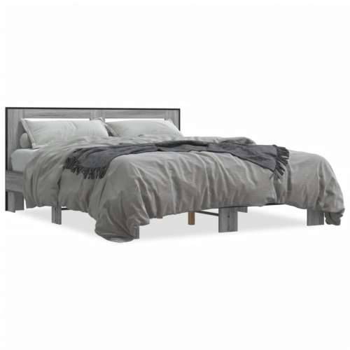 Okvir za krevet boja hrasta 150x200cm konstruirano drvo i metal - Sivi hrast sonoma 150 x 200 cm Cijena