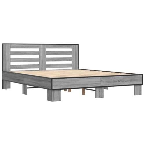 Okvir za krevet boja hrasta 150x200cm konstruirano drvo i metal - Sivi hrast sonoma 150 x 200 cm Cijena