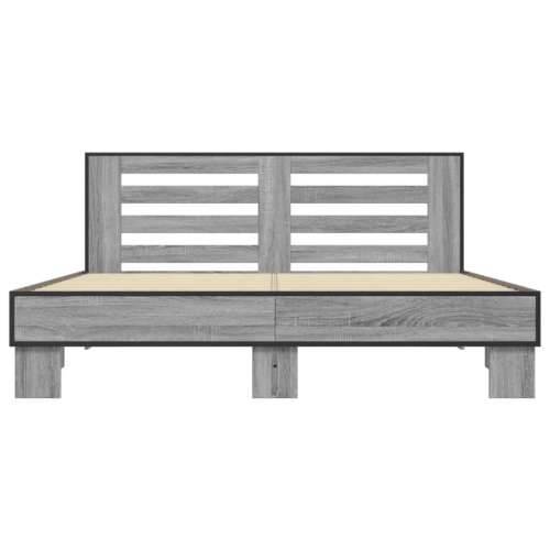 Okvir za krevet boja hrasta 150x200cm konstruirano drvo i metal - Sivi hrast sonoma 150 x 200 cm Cijena
