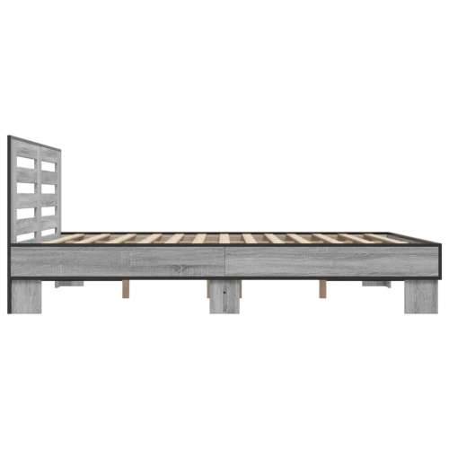 Okvir za krevet boja hrasta 150x200cm konstruirano drvo i metal - Sivi hrast sonoma 150 x 200 cm Cijena