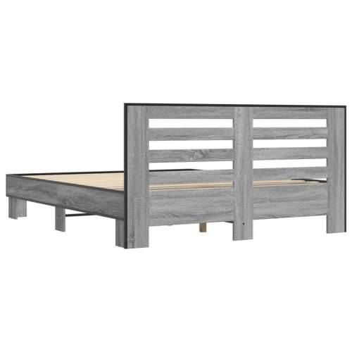 Okvir za krevet boja hrasta 150x200cm konstruirano drvo i metal - Sivi hrast sonoma 150 x 200 cm Cijena