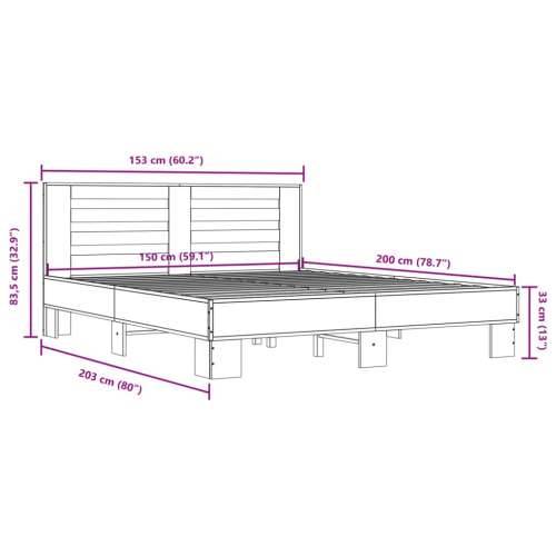 Okvir za krevet boja hrasta 150x200cm konstruirano drvo i metal - Sivi hrast sonoma 150 x 200 cm Cijena