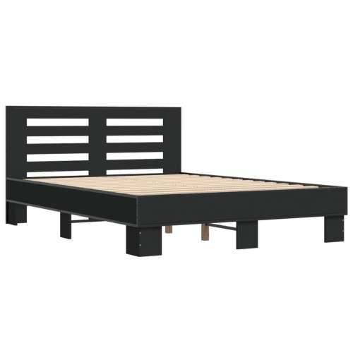 Okvir kreveta crni 140 x 200 cm od konstruiranog drva i metala - Crna 140 x 200 cm Cijena