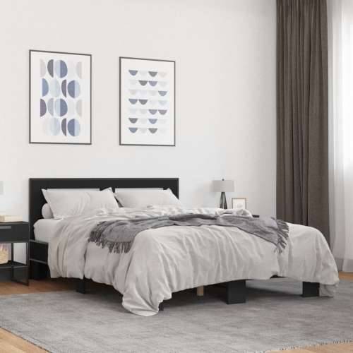 Okvir kreveta crni 140 x 200 cm od konstruiranog drva i metala - Crna 140 x 200 cm Cijena