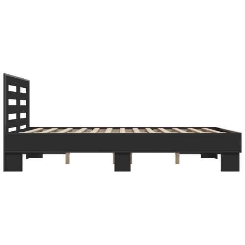 Okvir kreveta crni 140 x 200 cm od konstruiranog drva i metala - Crna 140 x 200 cm Cijena